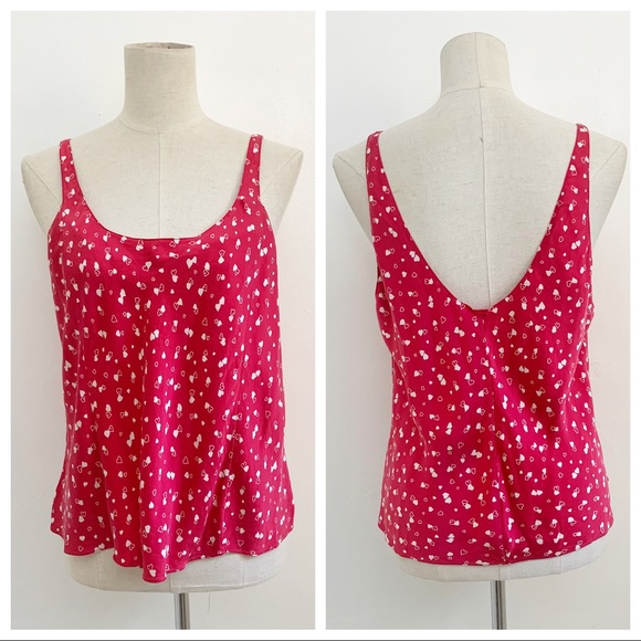 SOLD Y2K Silk Red Heart Print Cami Tank Top - Picture 7 of 7